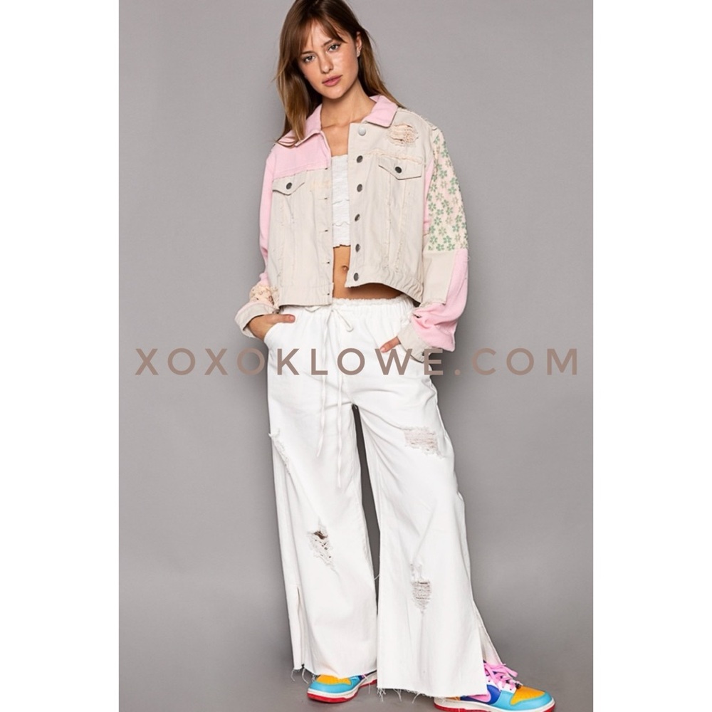 POL Off White Summer Denim Relaxed Fit Wide Leg Palazzo Jeans - Picture 11 of 13